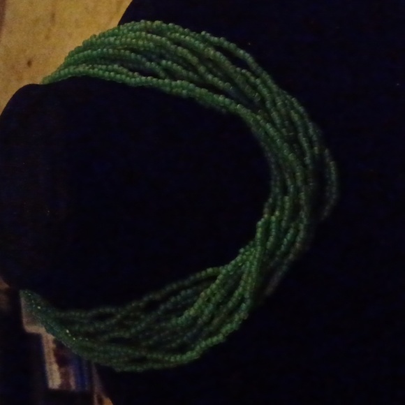 Green Multi Strand homemade Necklace - Picture 1 of 5